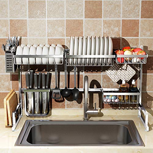 Estante para secar platos de 1 pieza, estante para platos que ahorra  espacio, estante para platos para mostrador de cocina, estante para secar  platos